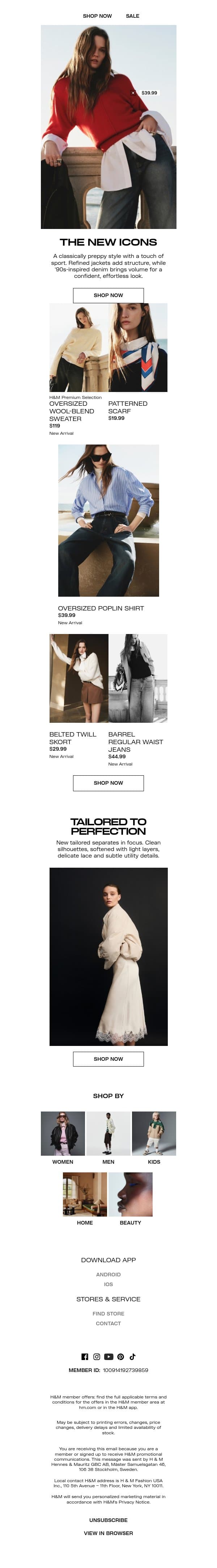 Preppy styles with a sporty edge email from H&M Kids screenshot