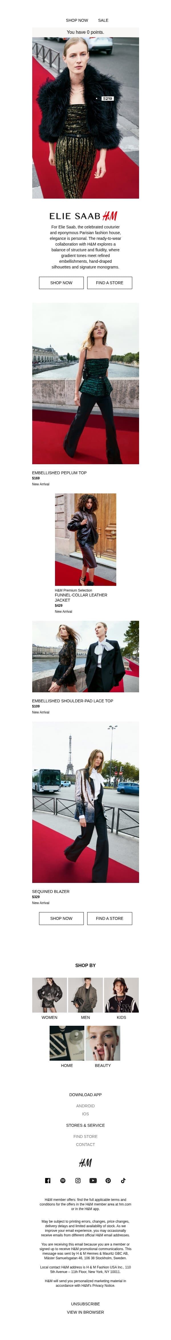 Elie Saab H&M is here email from H&M Kids screenshot