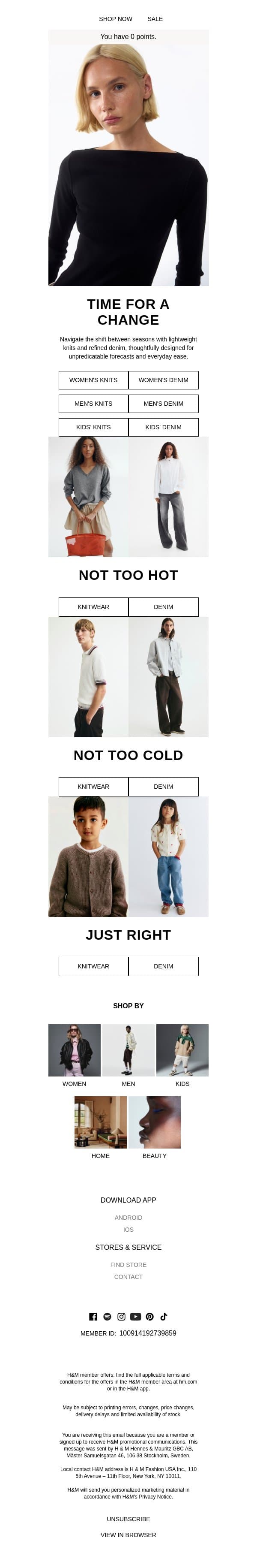 Season shift: light knits & easy denim email from H&M Kids screenshot