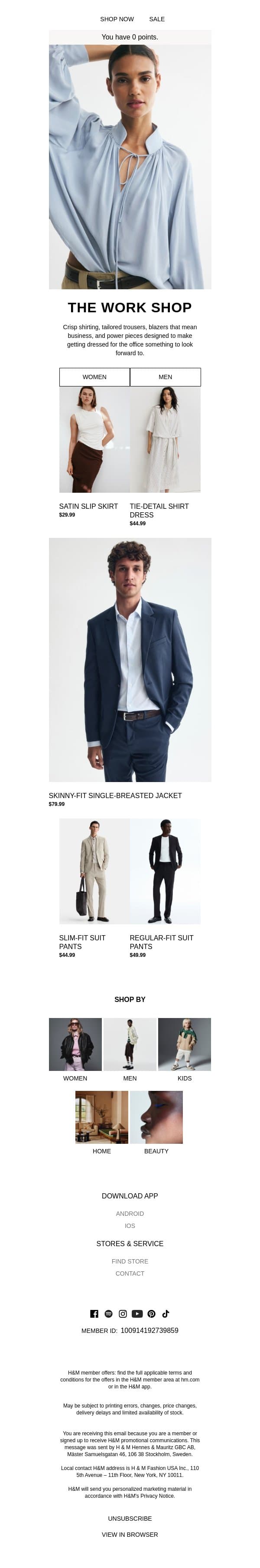 POV: Your pre-fall office wardrobe email from H&M Kids screenshot