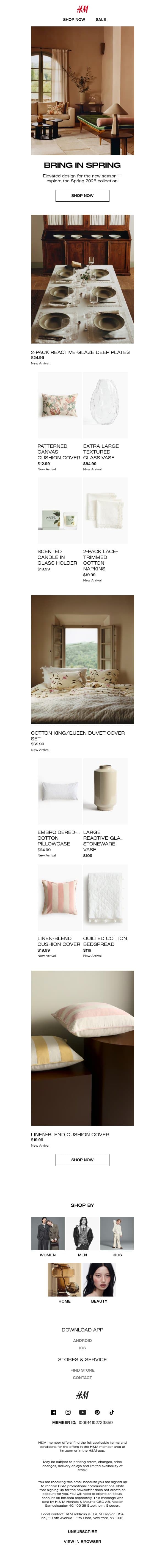 New in: Spring details for your home email from H&M Kids screenshot
