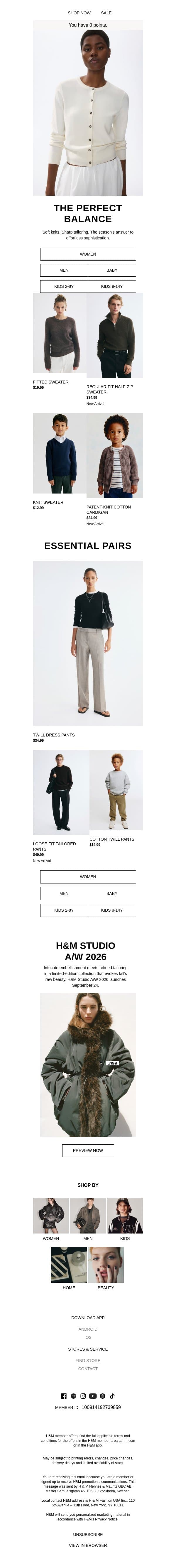 The art of softness & structure email from H&M Kids screenshot