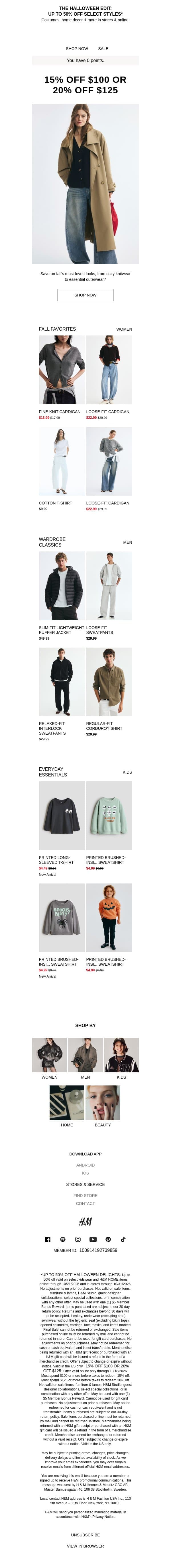 15% off or 20% off this weekend email from H&M Kids screenshot