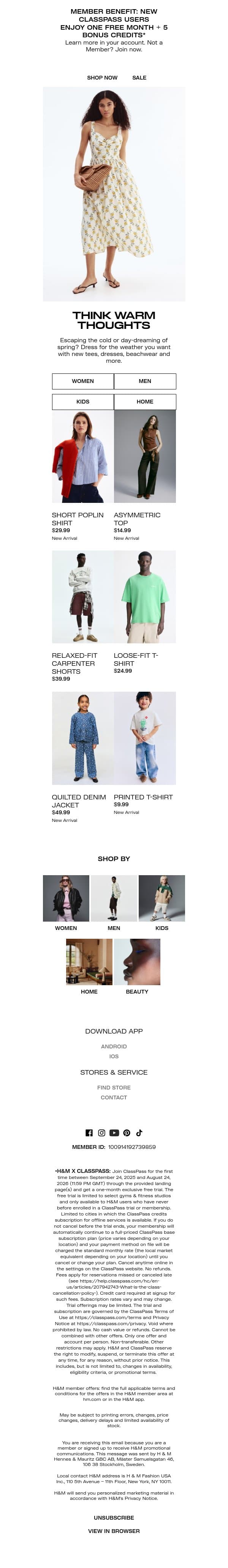 New: The warm weather edit email from H&M Kids screenshot