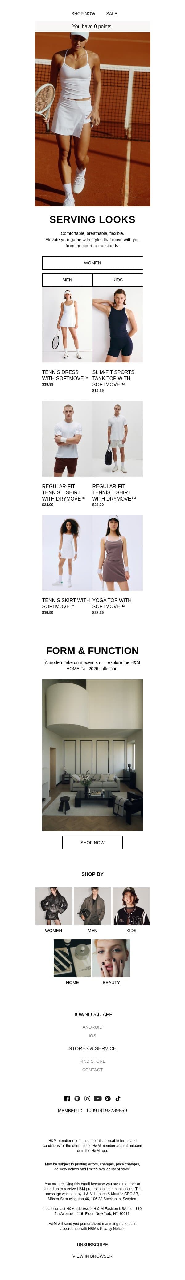 Tennis favorites for every fan email from H&M Kids screenshot