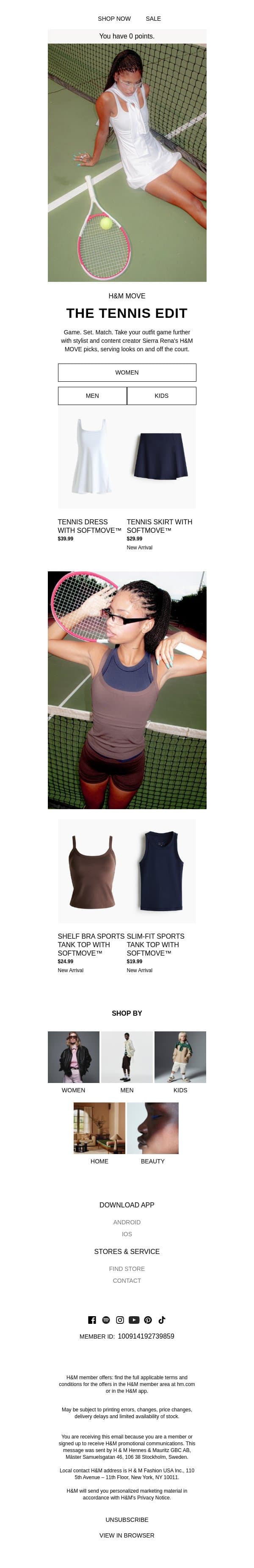 Ace your tennis look à la @sierrarenas email from H&M Kids screenshot