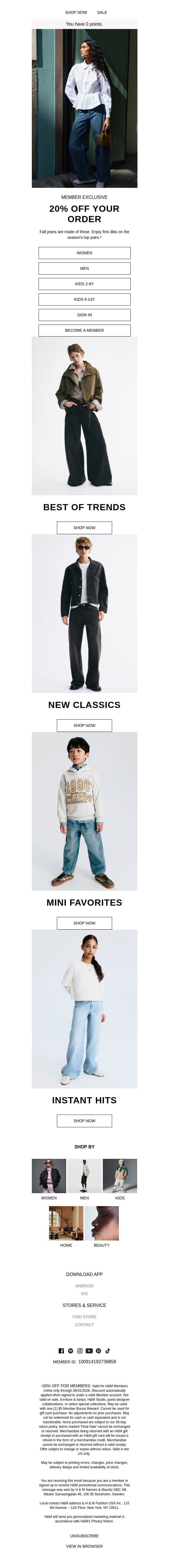 Don't wait: 20% off ends tomorrow email from H&M Kids screenshot