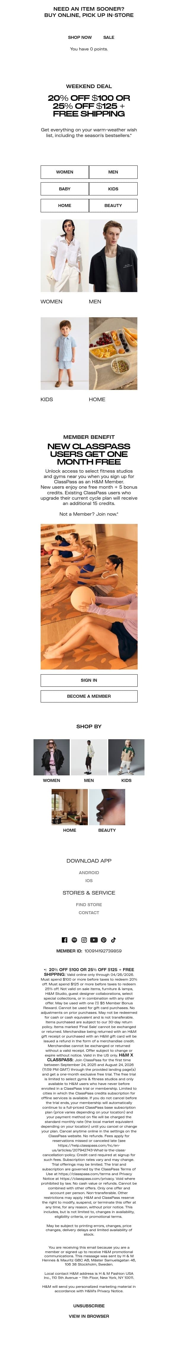 Up to 25% off the best of spring email from H&M Kids screenshot