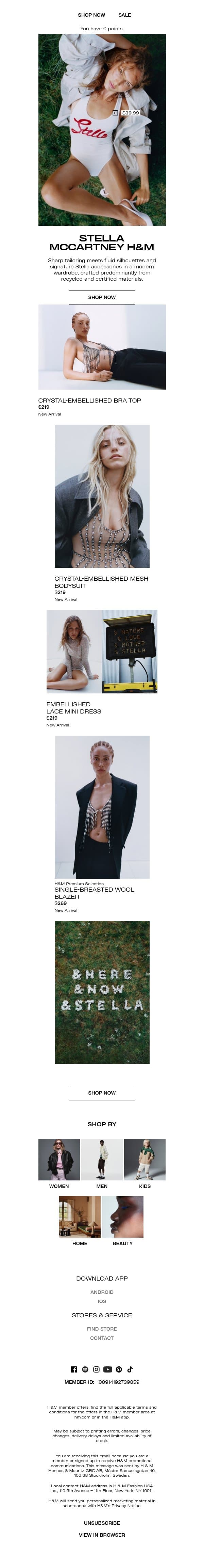 Out now: Stella McCartney H&M email from H&M Kids screenshot