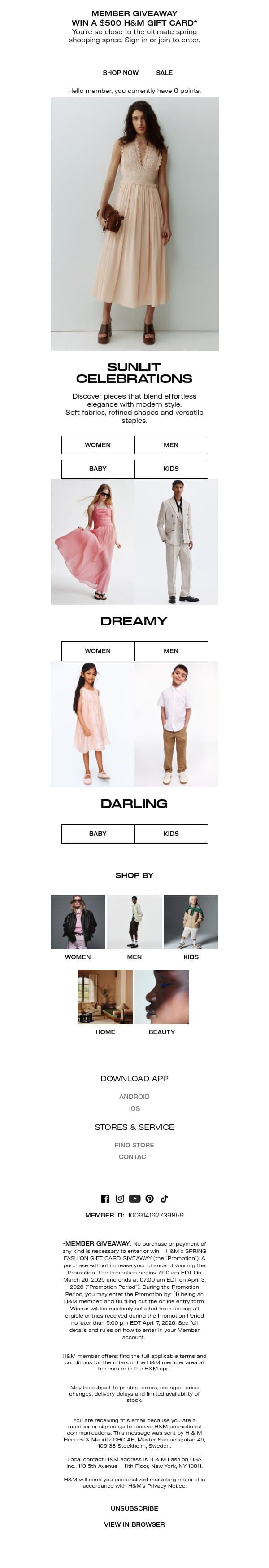 Perfect spring looks for every celebration email from H&M Kids screenshot