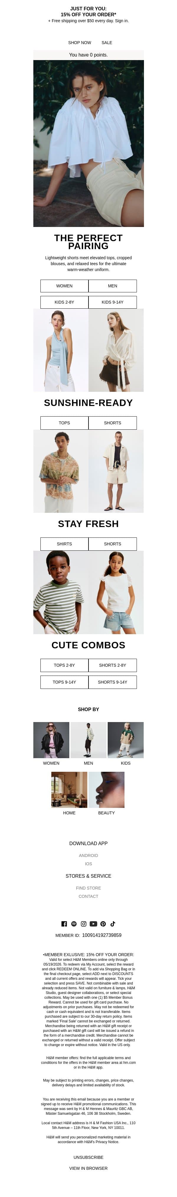 Summer style starts with the basics email from H&M Kids screenshot