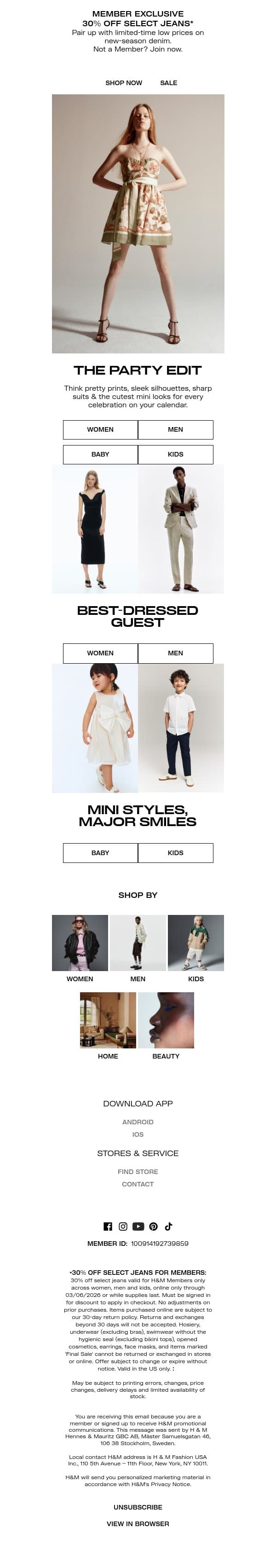 RSVP in style this spring email from H&M Kids screenshot