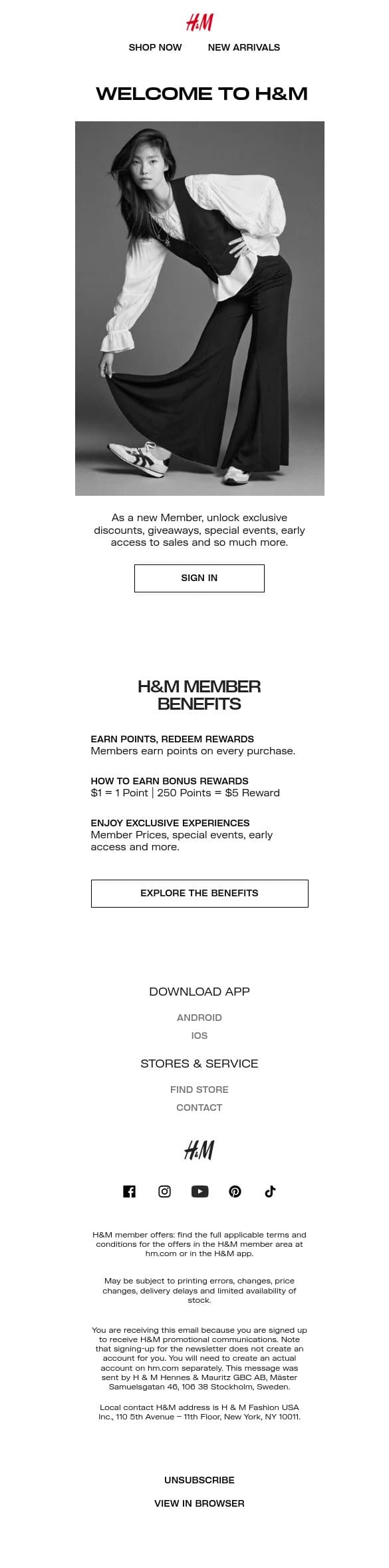 Welcome to H&M email from H&M Kids screenshot