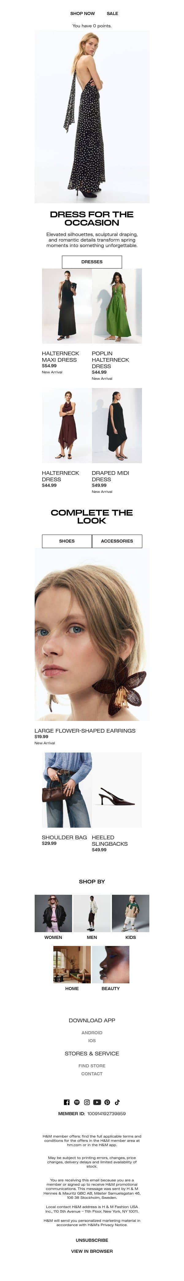 When getting dressed up is the event email from H&M Kids screenshot