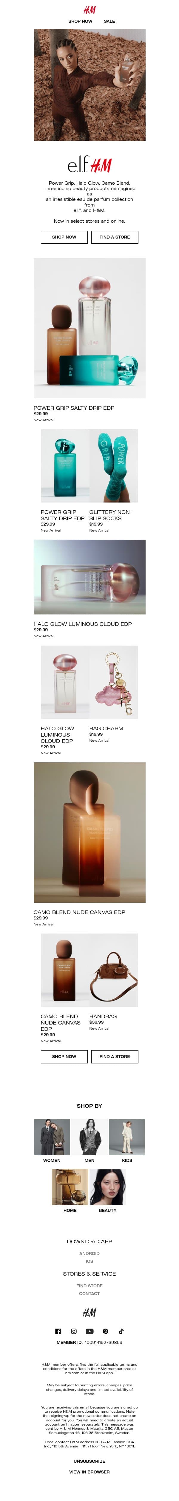 e.l.f. H&M eau de parfum is here email from H&M Kids screenshot