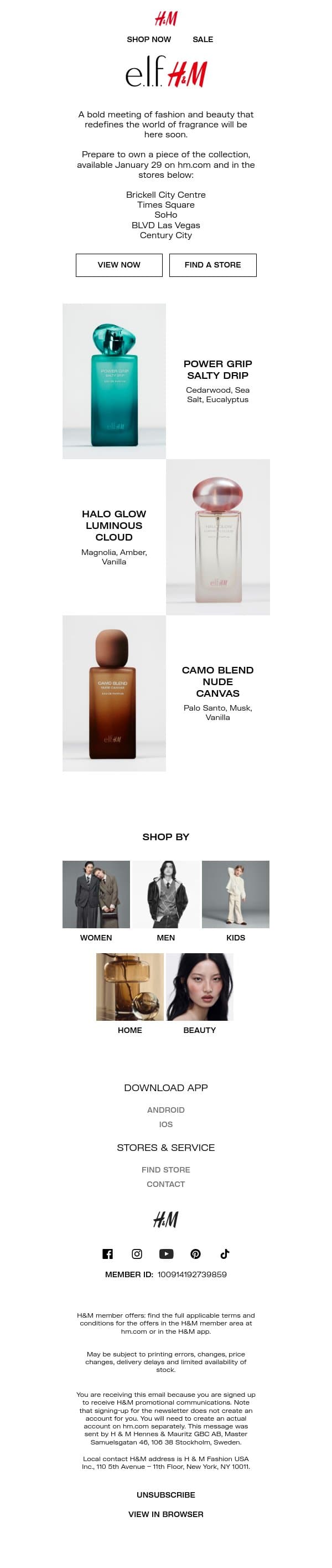 Almost time: e.l.f. H&M email from H&M Kids screenshot