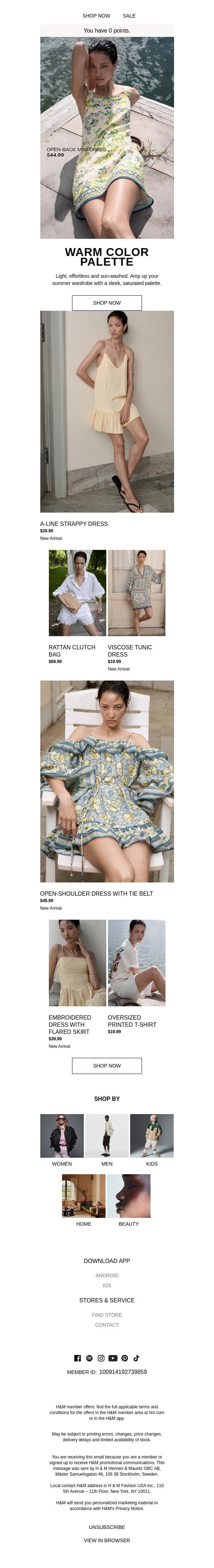 Light layers in soft summer tones email from H&M Kids screenshot
