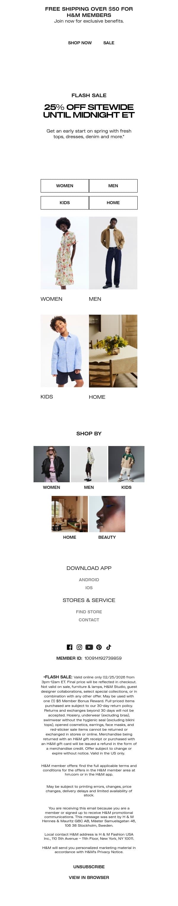 Flash sale: 25% off starts now email from H&M Kids screenshot