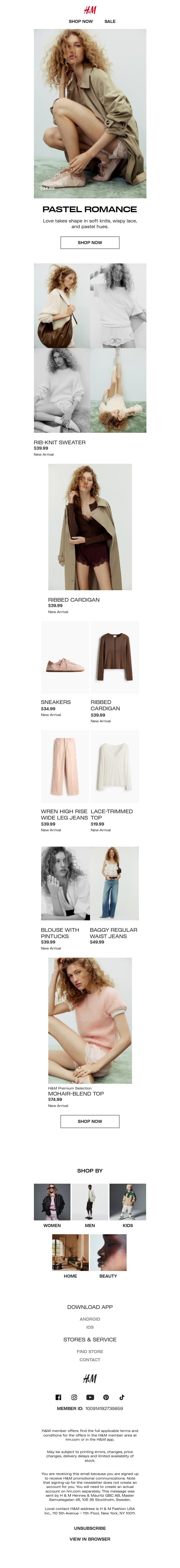 In focus: Lace details & pale pastels email from H&M Kids screenshot