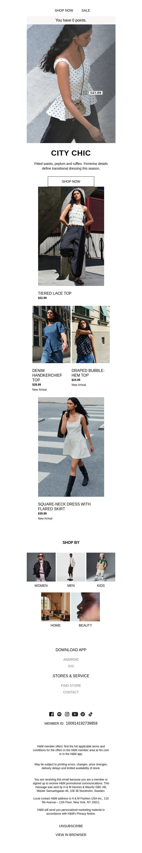 Elevated everyday pieces email from H&M Kids screenshot