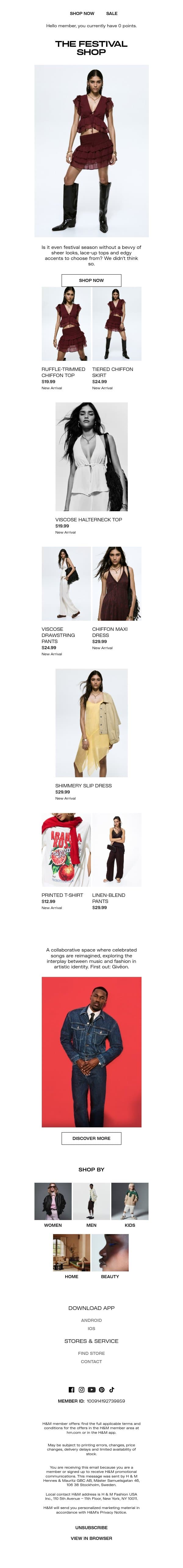 Headlining looks for desert days & nights email from H&M Kids screenshot