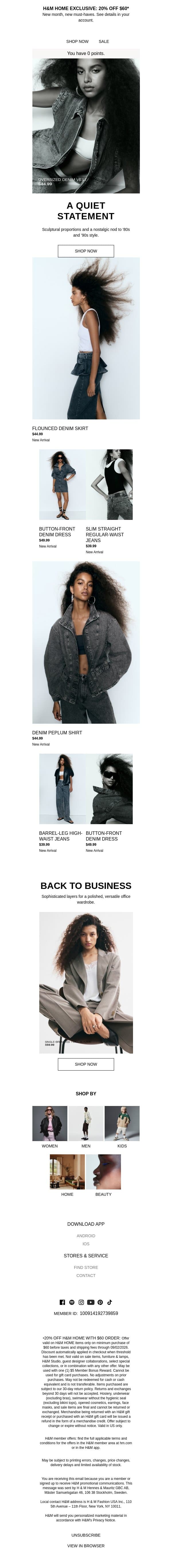 Everyday staples with a nostalgic edge email from H&M Kids screenshot