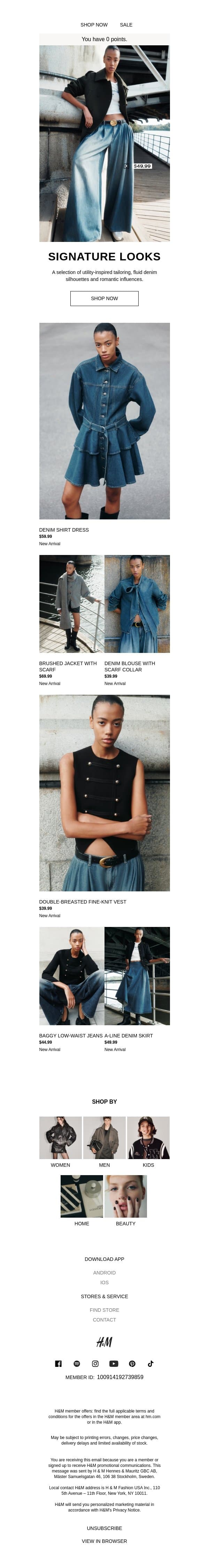 Fall's signature looks email from H&M Kids screenshot