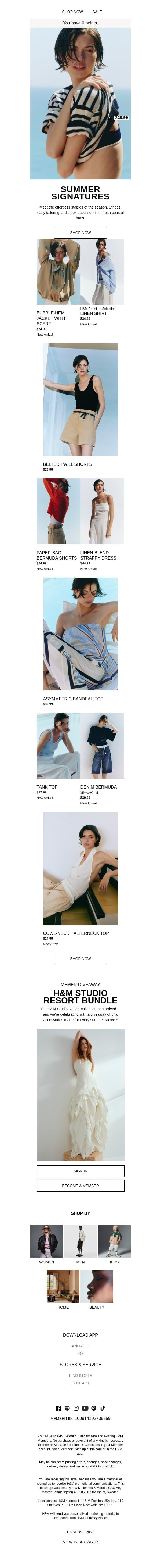 Effortless summer staples email from H&M Kids screenshot