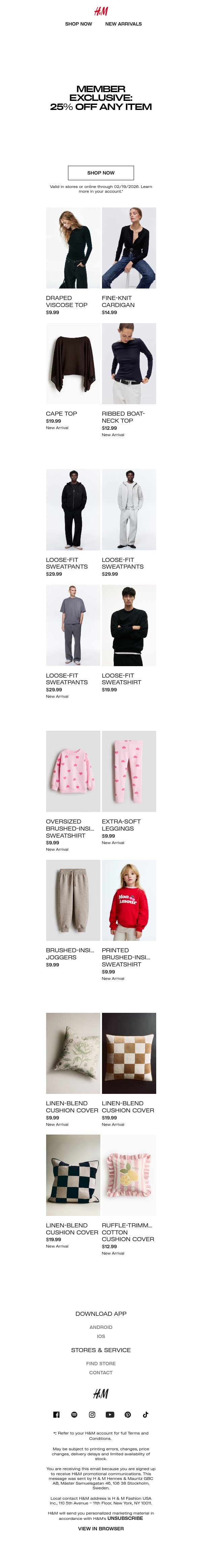 New in: 25% off any item email from H&M Kids screenshot