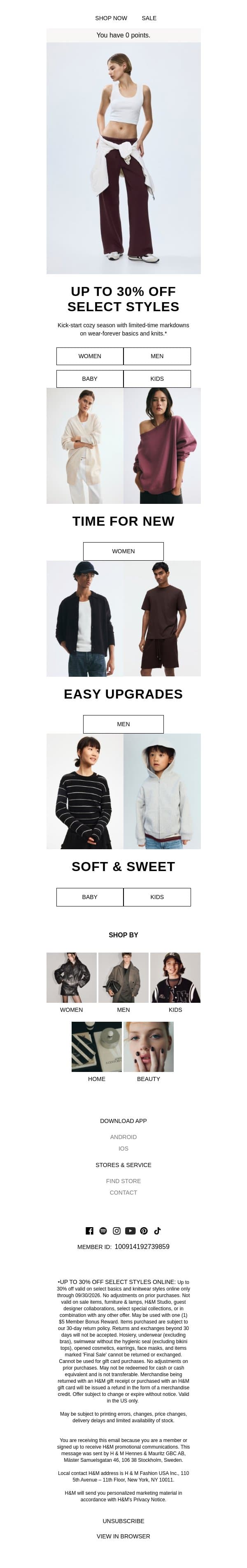 Up to 30% off is so fall-coded email from H&M Kids screenshot