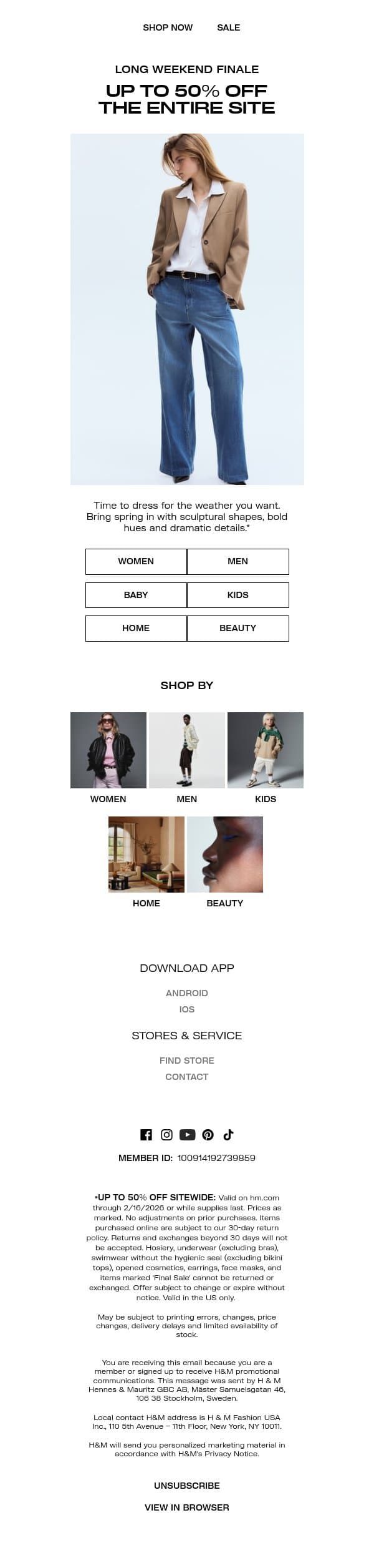 Up to 50% off has *hours* left email from H&M Kids screenshot