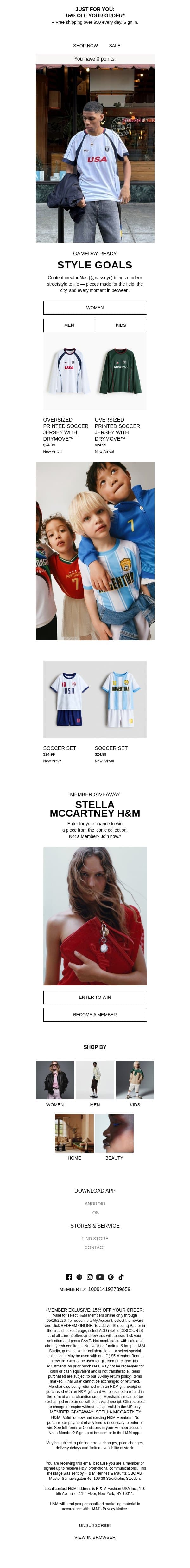 These soccer-inspired styles are goals email from H&M Kids screenshot