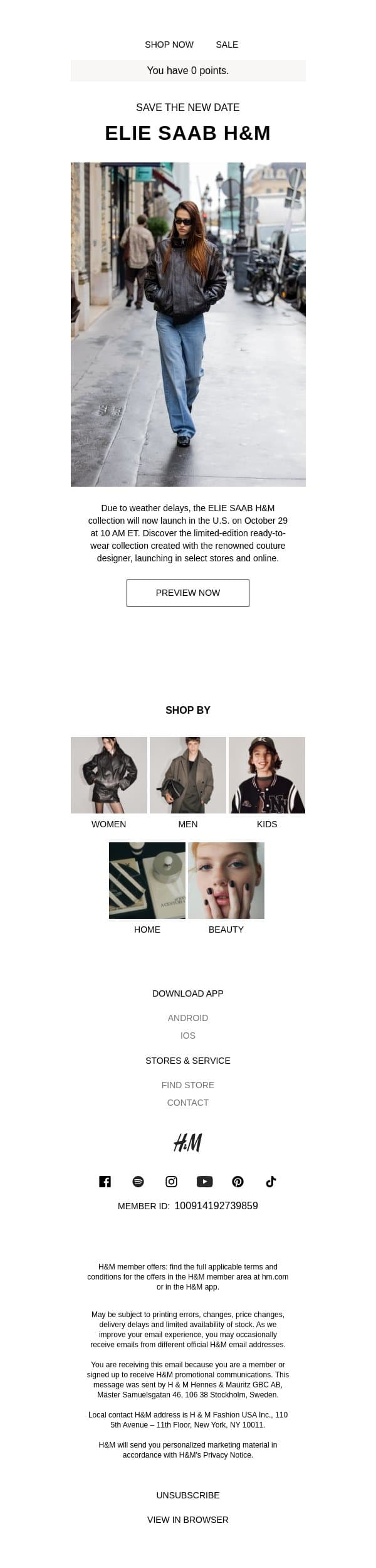 ELIE SAAB H&M now launching 10/29 email from H&M Kids screenshot