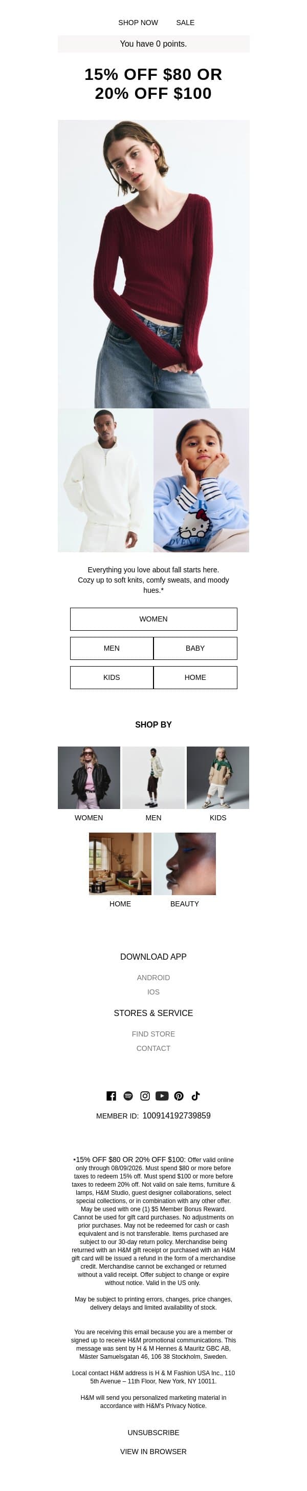 Last day: 15% or 20% off your order email from H&M Kids screenshot