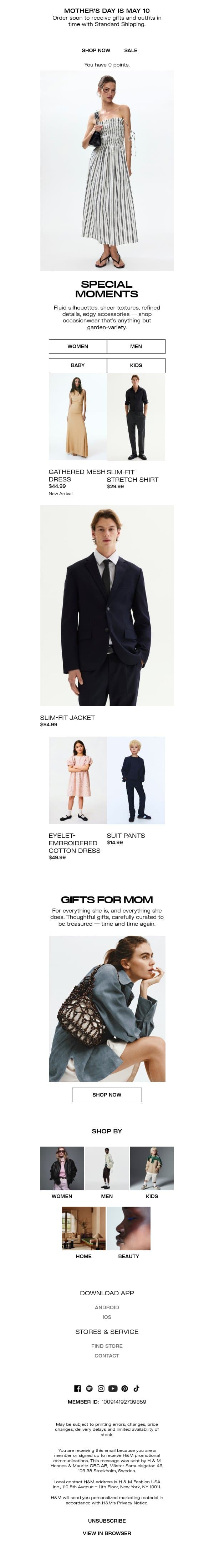 You're invited: May events edit email from H&M Kids screenshot
