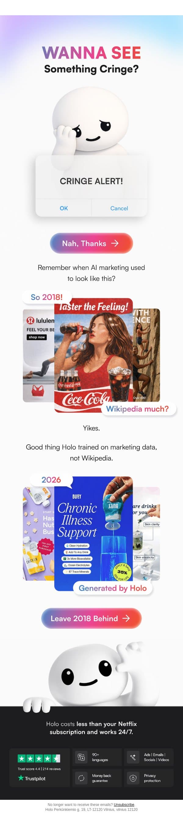 AI DID NOT cook back then 😭 email from Holo screenshot