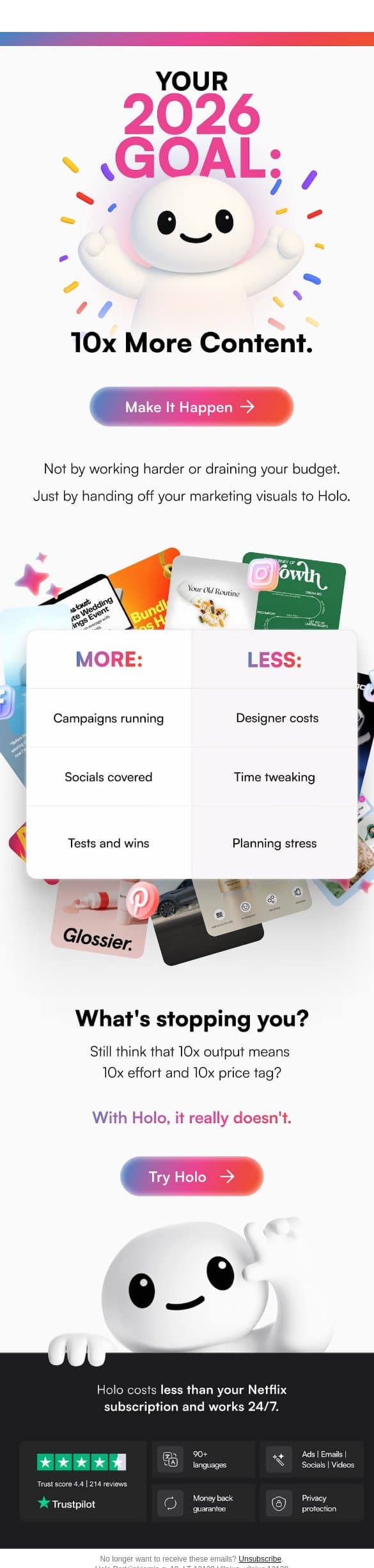 2026 = Your best content year 👑 email from Holo screenshot