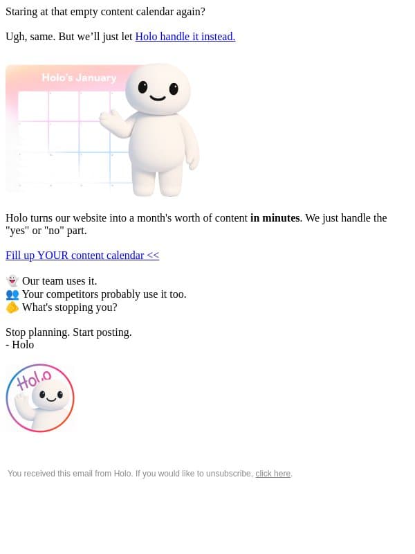 🧑‍🍳 🗓️ email from Holo screenshot