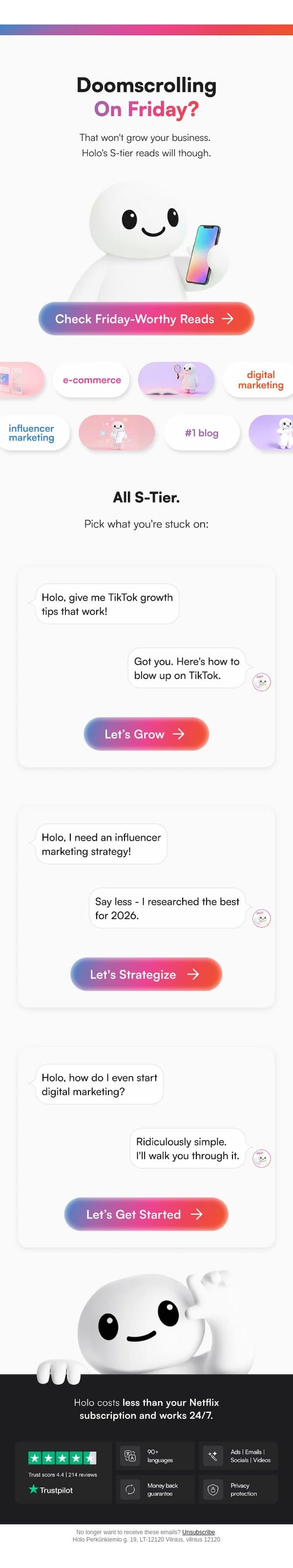 Doomscrolling rn? email from Holo screenshot