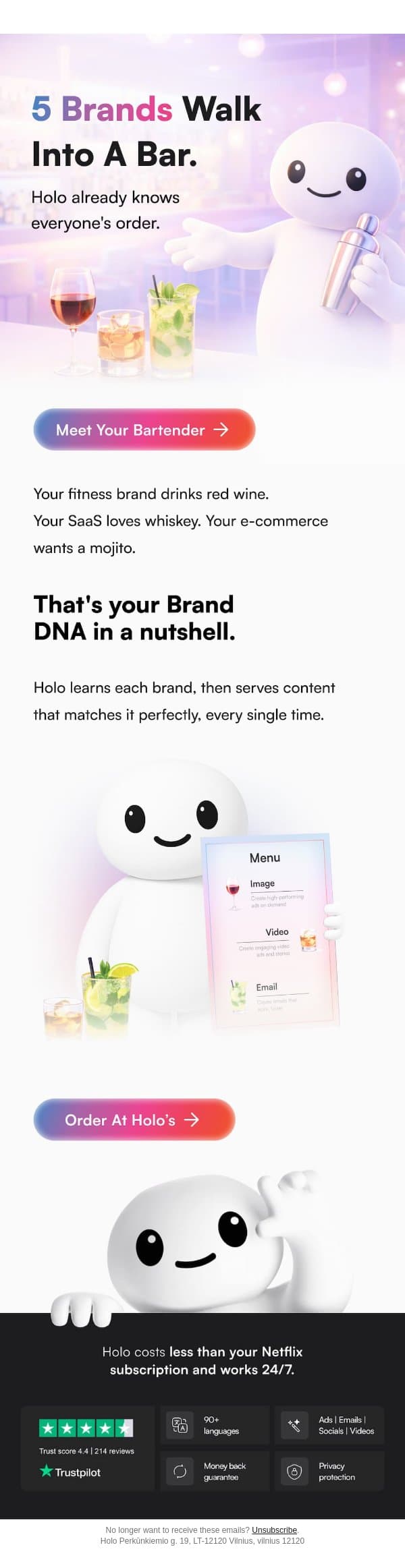 What exactly is brand DNA? email from Holo screenshot