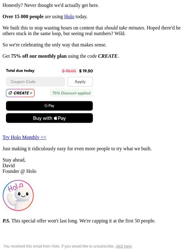 🔥 Wait… Chat, is this real? email from Holo screenshot