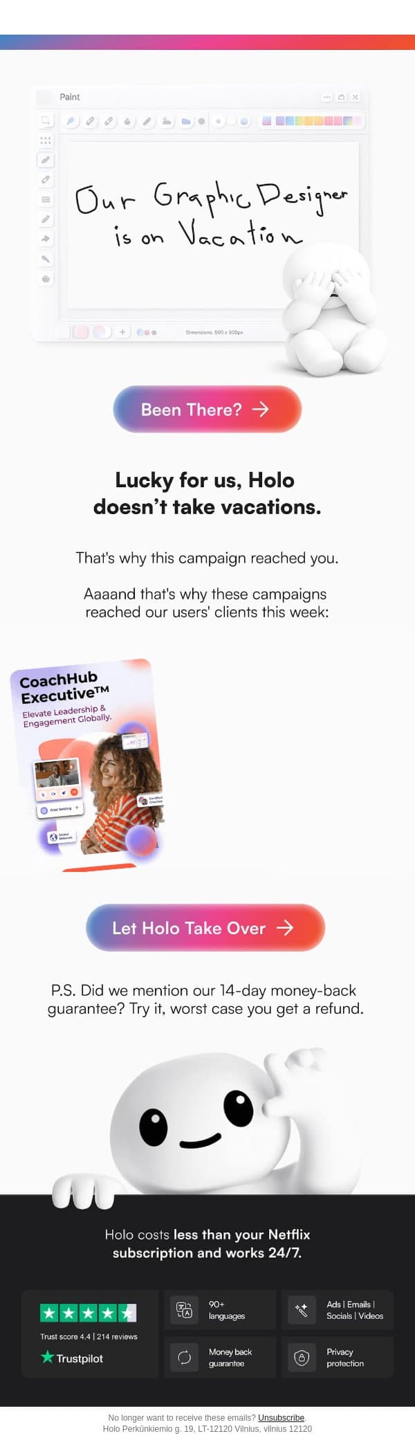 Marketing shouldn’t pause email from Holo screenshot