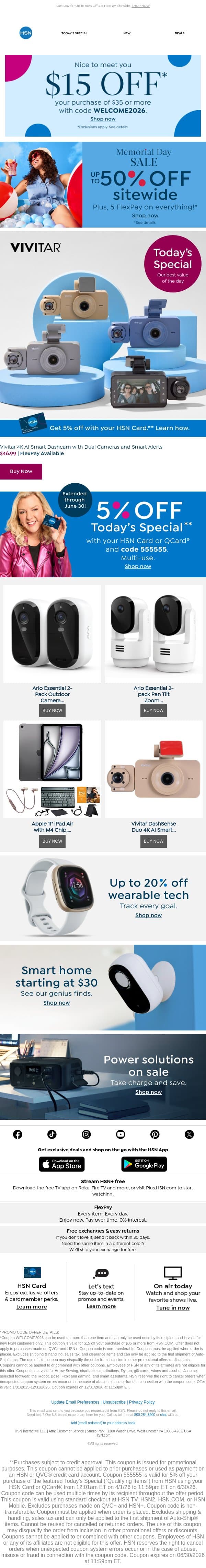 Capture Every Drive with Today's Vivitar Deal email from HSN screenshot