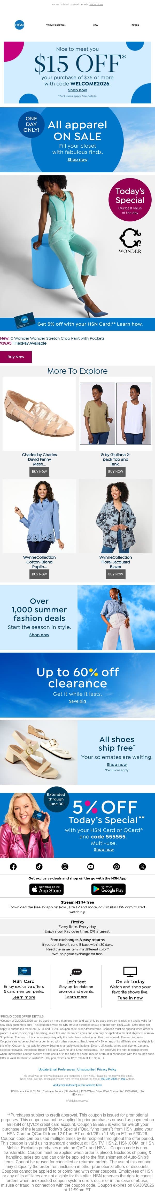 A Chic C. Wonder Deal 👖 email from HSN screenshot