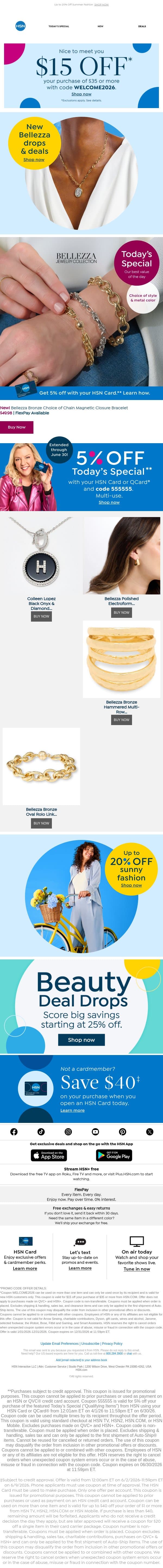 Elevate Every Look with a Bellezza Bracelet email from HSN screenshot