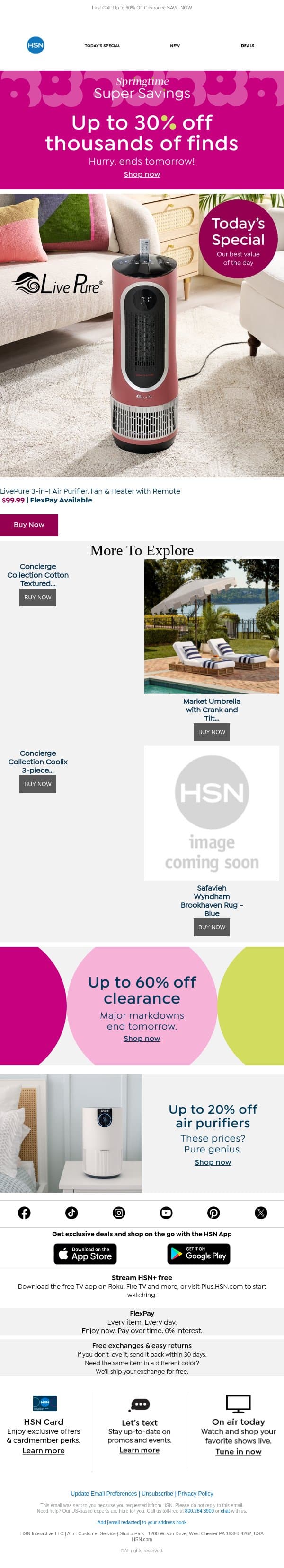 Clear the Air with a *Purely* Amazing Deal 🍃 email from HSN screenshot