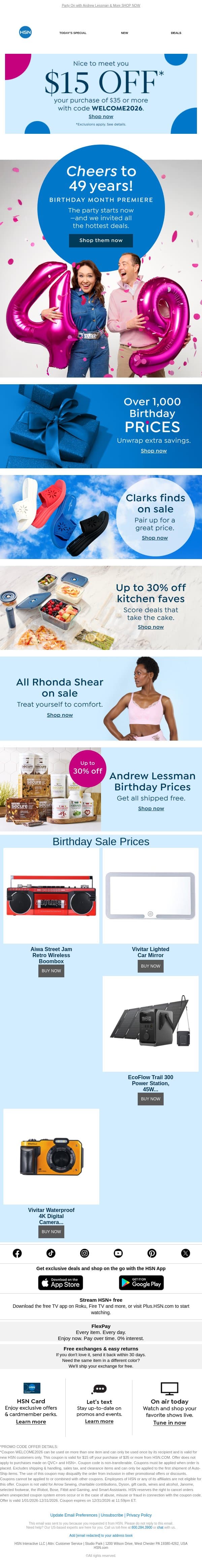 Celebrate 49 Years with Big Savings 🎂 email from HSN screenshot