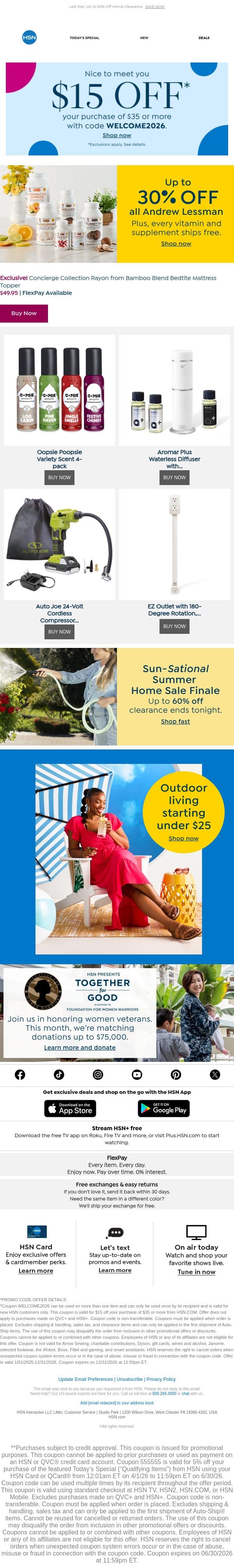 Dream On With This Concierge Collection Deal email from HSN screenshot
