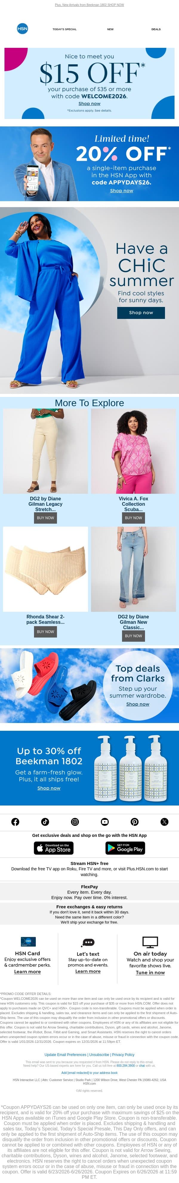 Sunny Days Call for Cool Summer Styles email from HSN screenshot