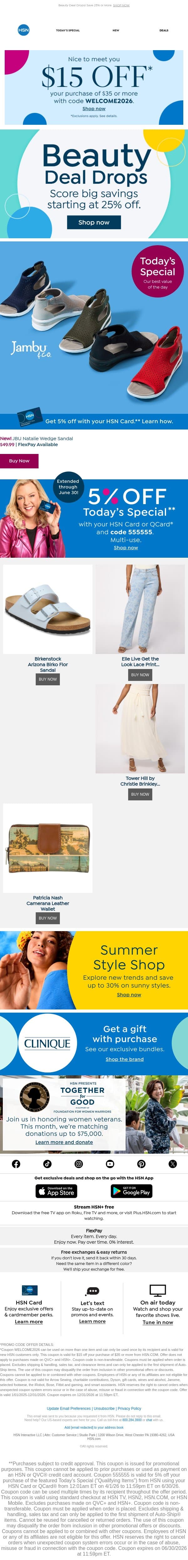 Walk This Way! A JBU Sandal Deal Is Inside ☀️👡 email from HSN screenshot